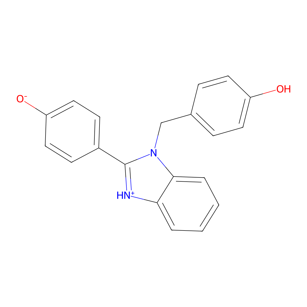 Phenol, 4-((2-(4-hydroxyphenyl)-1H-benzimidazol-1-yl)methyl)- molecular structure, CAS 85573-17-7