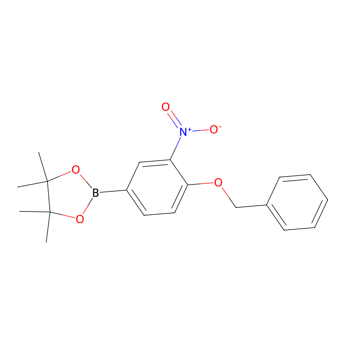 2-(4-(Benzyloxy)-3-nitrophenyl)-4,4,5,5-tetramethyl-1,3,2-dioxaborolane molecular structure, CAS 855738-76-0