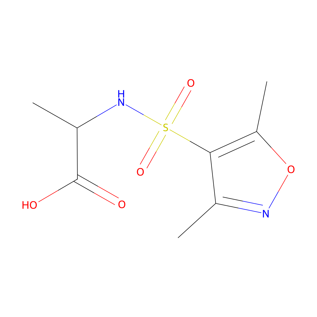 2-(Dimethyl-1,2-oxazole-4-sulfonamido)propanoic acid molecular structure, CAS 855747-47-6