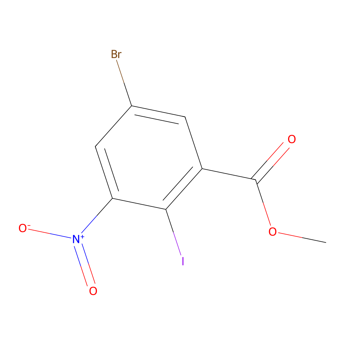 Methyl 5-bromo-2-iodo-3-nitrobenzoate molecular structure, CAS 855749-51-8