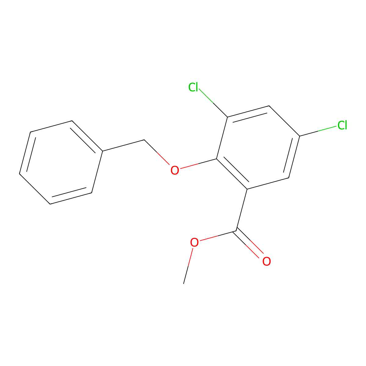 Methyl 2-(benzyloxy)-3,5-dichlorobenzoate molecular structure, CAS 855749-74-5