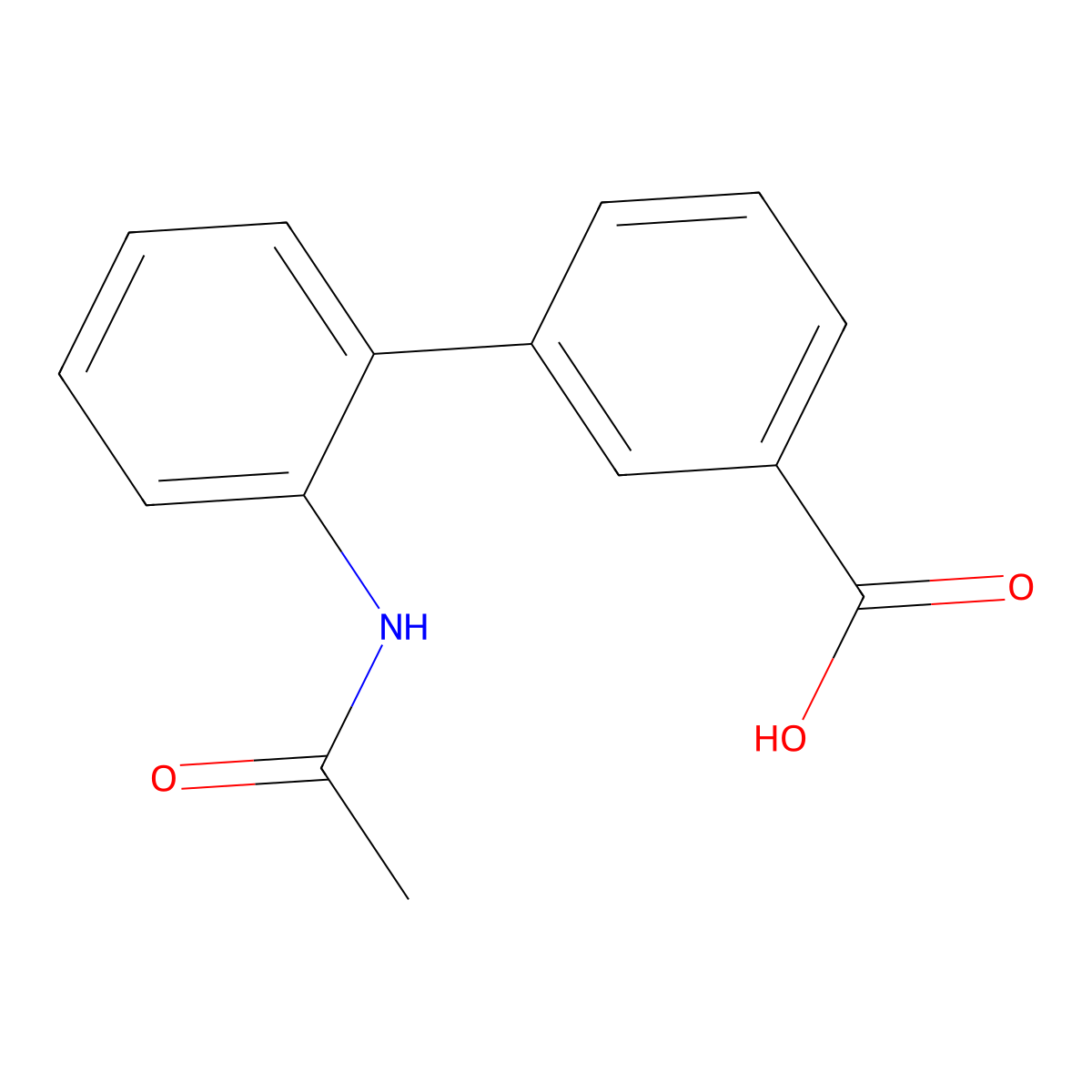 2'-Acetamidobiphenyl-3-carboxylic acid molecular structure, CAS 855756-90-0