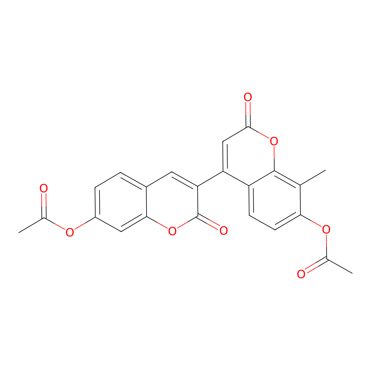 8'-methyl-2,2'-dioxo-2H,2'H-3,4'-bichromene-7,7'-diyl diacetate molecular structure, CAS 855774-28-6