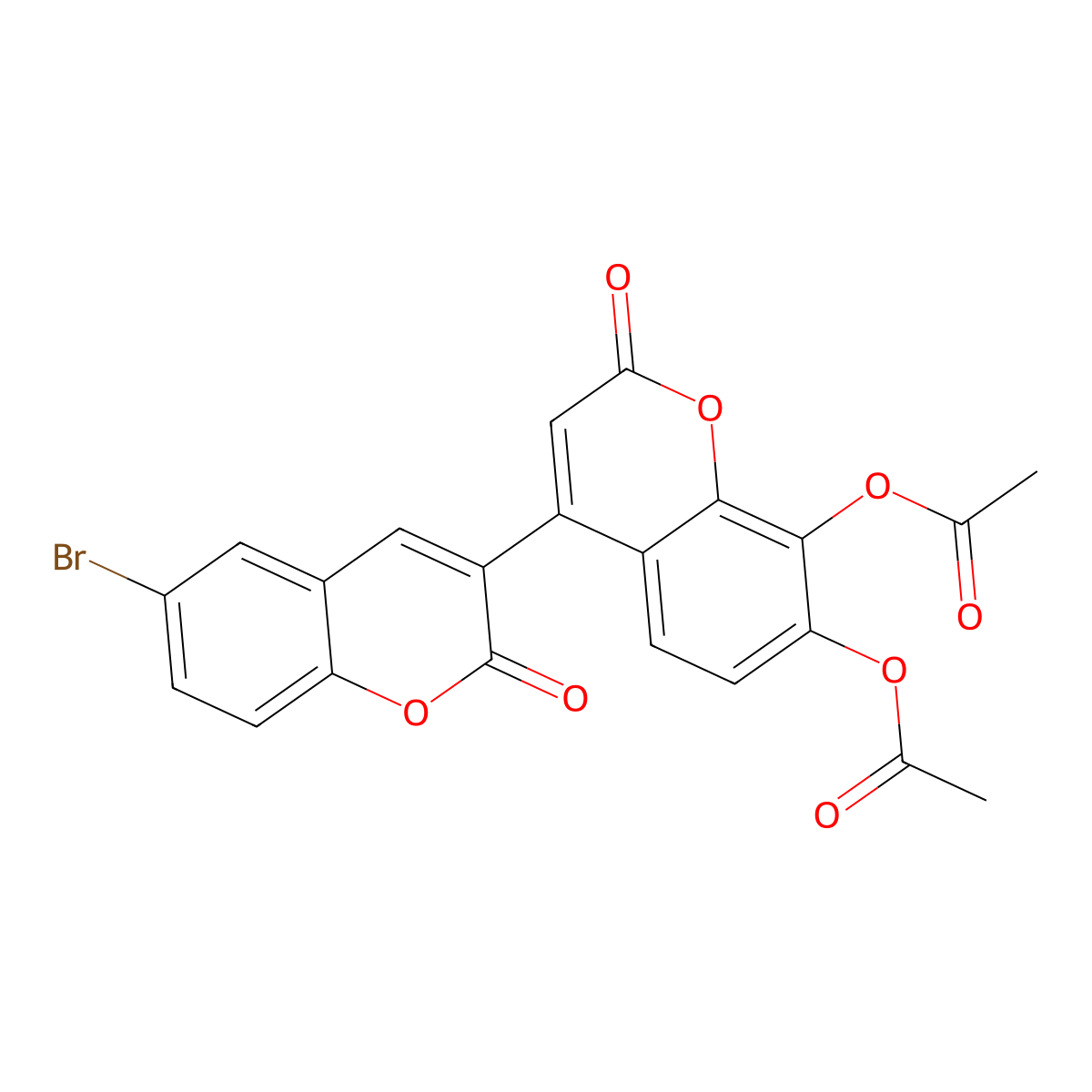 6-bromo-2,2'-dioxo-2H,2'H-3,4'-bichromene-7',8'-diyl diacetate molecular structure, CAS 855774-32-2