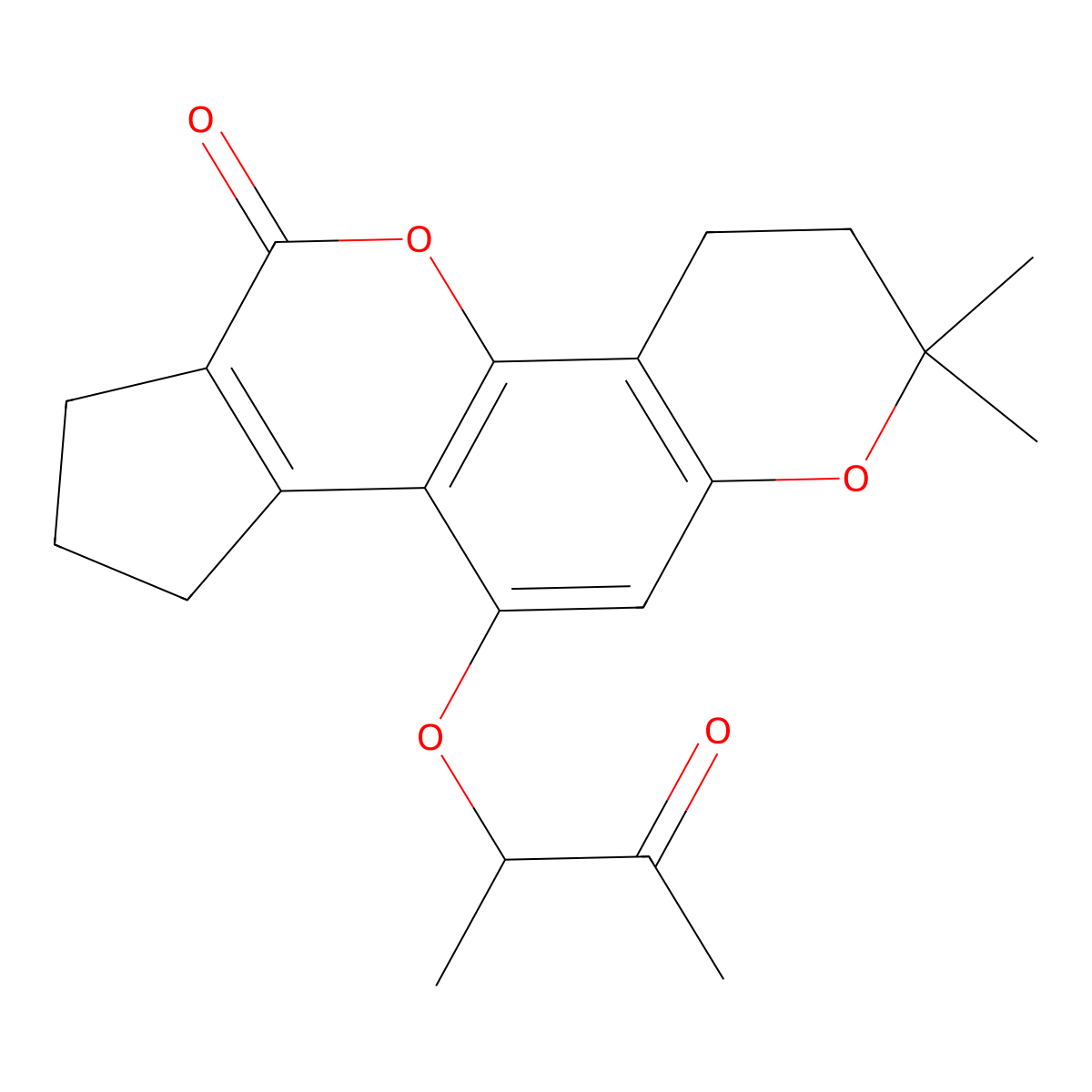 2,2-dimethyl-10-[(3-oxobutan-2-yl)oxy]-3,4,8,9-tetrahydro-2H-cyclopenta[c]pyrano[2,3-h]chromen-6(7H)-one molecular structure, CAS 855779-29-2