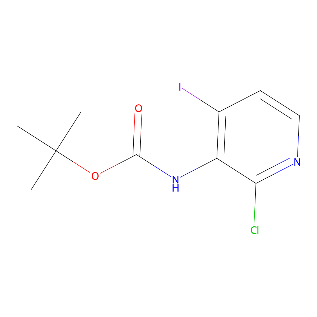 (2-Chloro-4-iodo-pyridin-3-yl)-carbamic acid tert-butyl ester molecular structure, CAS 855784-39-3