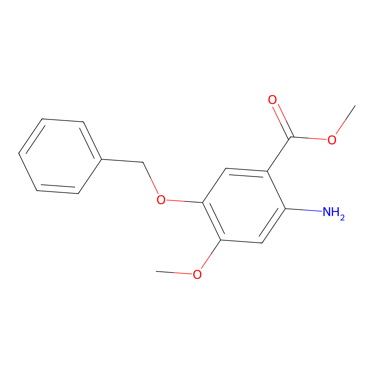 Methyl 2-amino-5-(benzyloxy)-4-methoxybenzoate molecular structure, CAS 855793-63-4