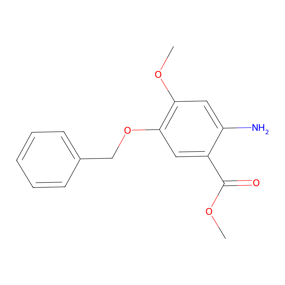 Methyl 2-amino-5-(benzyloxy)-4-methoxybenzoate molecular structure, CAS 855793-63-4