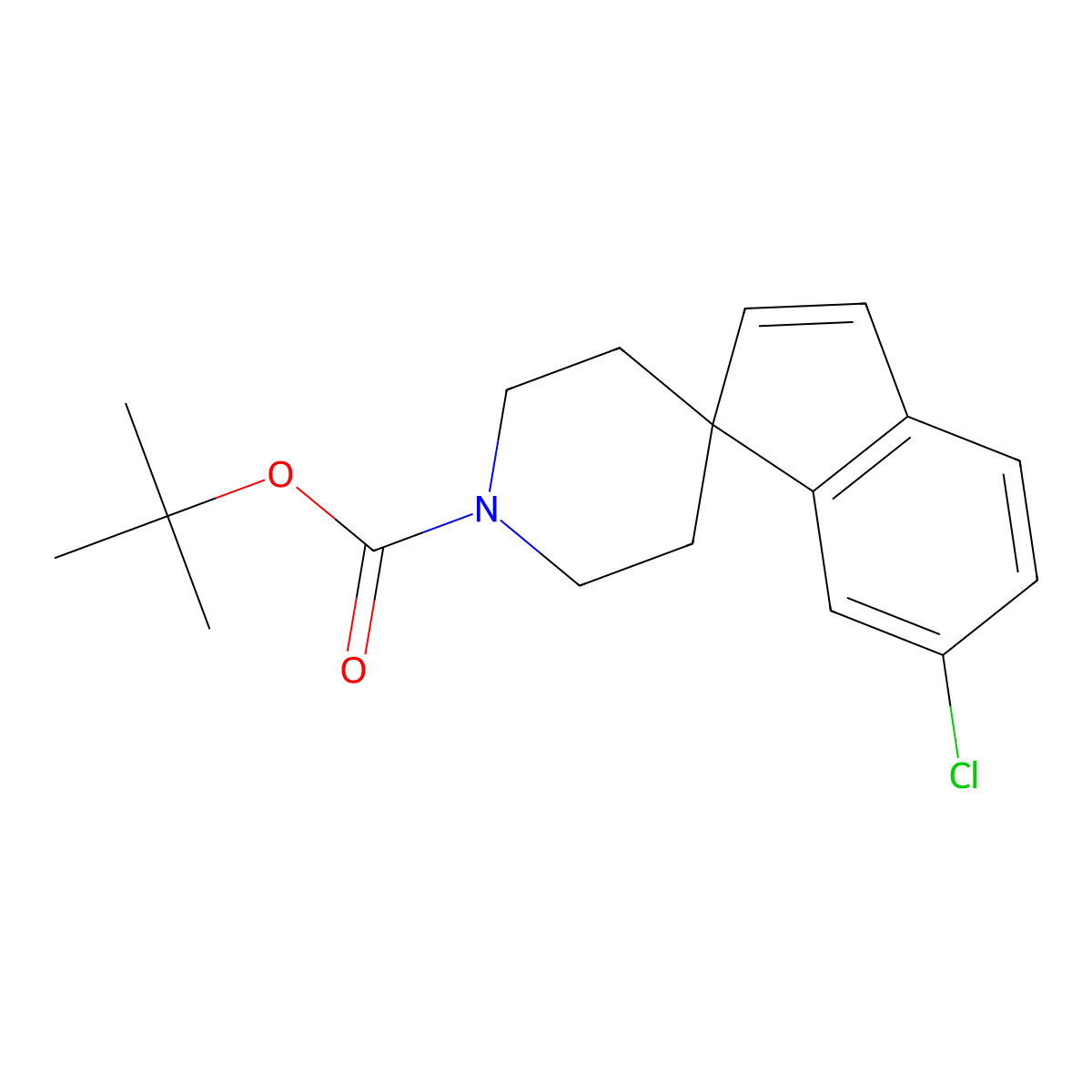 Tert-butyl 6-chlorospiro[indene-1,4'-piperidine]-1'-carboxylate molecular structure, CAS 855849-89-7