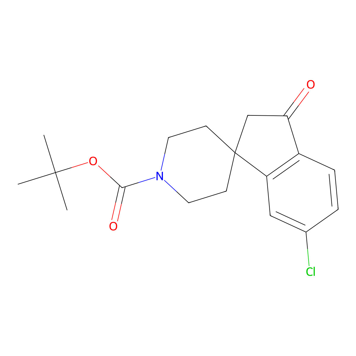 Tert-butyl 6-chloro-3-oxo-2,3-dihydrospiro[indene-1,4'-piperidine]-1'-carboxylate molecular structure, CAS 855849-90-0