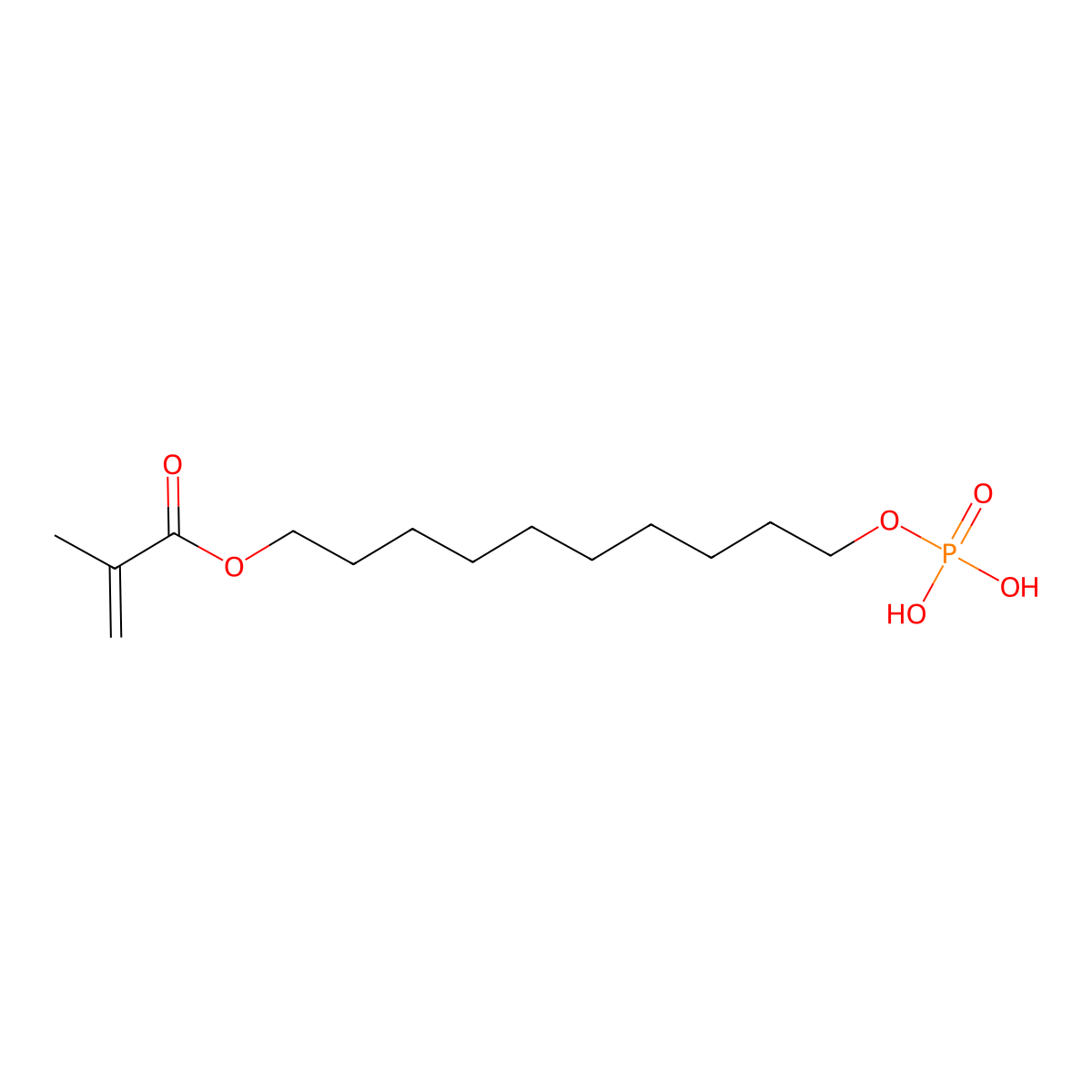 Methacryloyloxydecyl dihydrogen phosphate molecular structure, CAS 85590-00-7