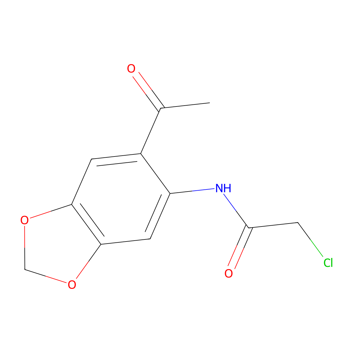 N-(6-acetyl-1,3-benzodioxol-5-yl)-2-chloroacetamide molecular structure, CAS 85590-94-9