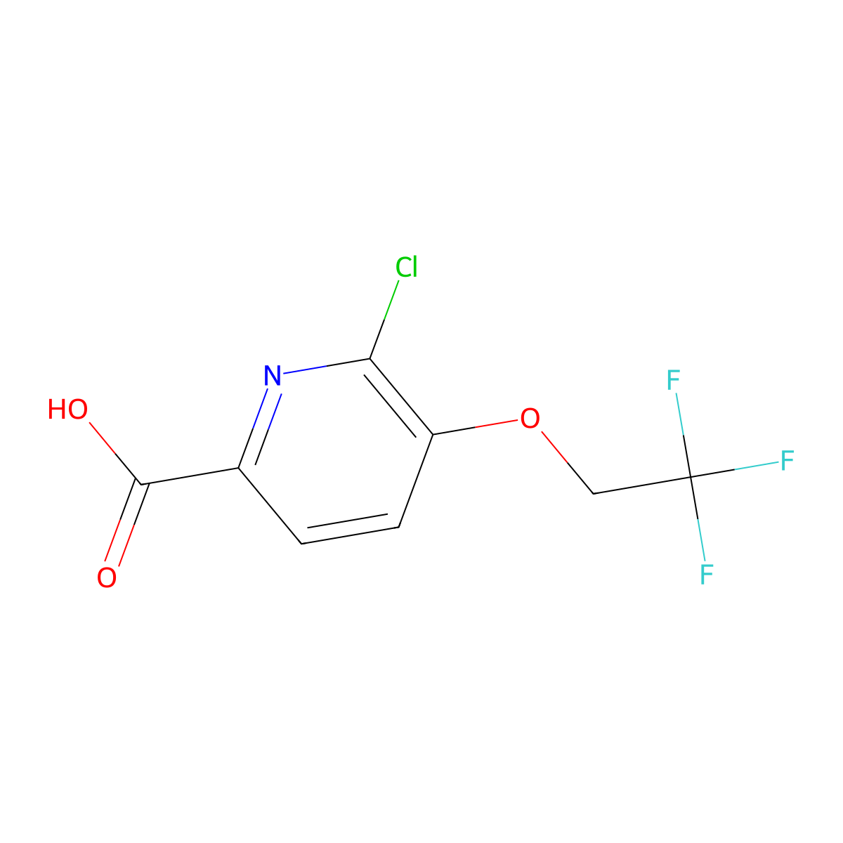 6-Chloro-5-(2,2,2-trifluoroethoxy)picolinic acid molecular structure, CAS 855916-43-7