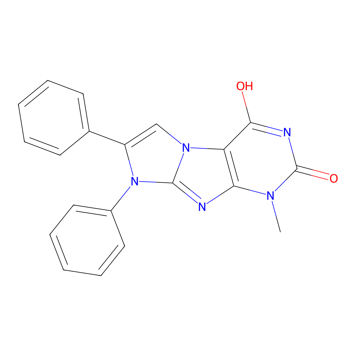 1H-Imidazo(2,1-f)purine-2,4(3H,8H)-dione, 7,8-diphenyl-1-methyl- molecular structure, CAS 85592-04-7