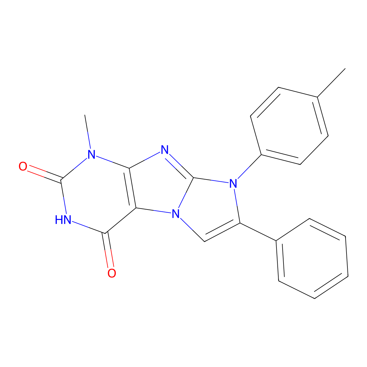 4-Methyl-6-(4-methylphenyl)-7-phenylpurino[7,8-a]imidazole-1,3-dione molecular structure, CAS 85592-10-5