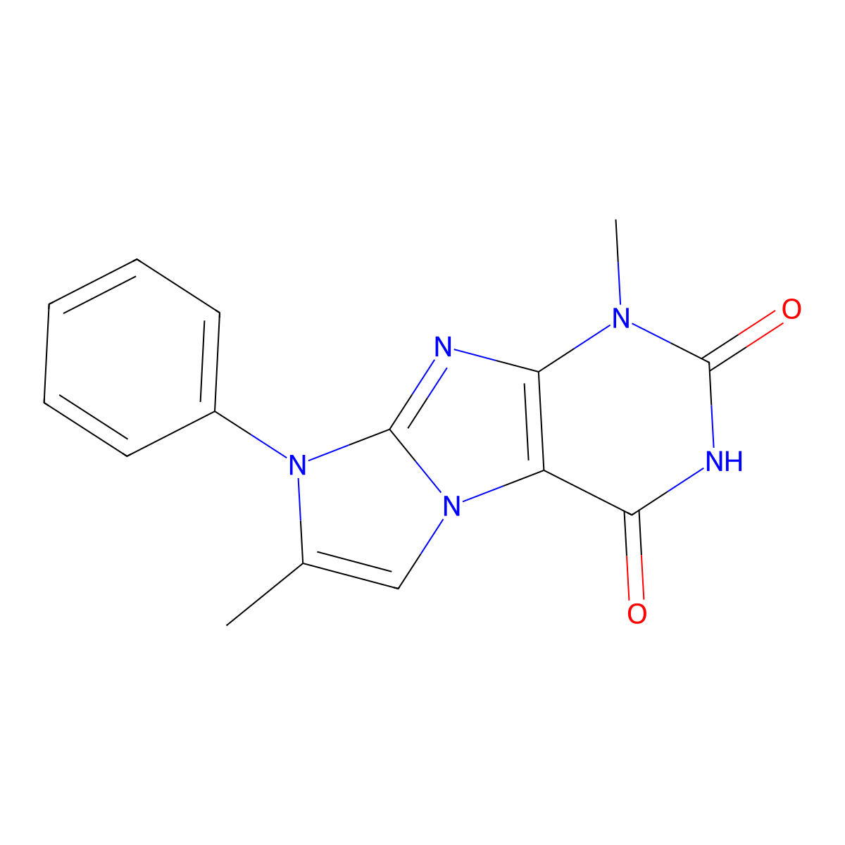 1H-Imidazo(2,1-f)purine-2,4(3H,8H)-dione, 1,7-dimethyl-8-phenyl- molecular structure, CAS 85592-12-7