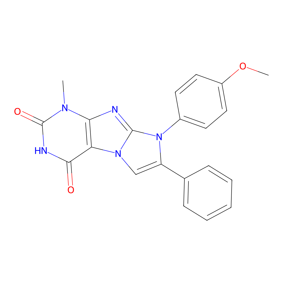 8-(4-methoxyphenyl)-1-methyl-7-phenyl-1H-imidazo[2,1-f]purine-2,4(3H,8H)-dione molecular structure, CAS 85592-15-0