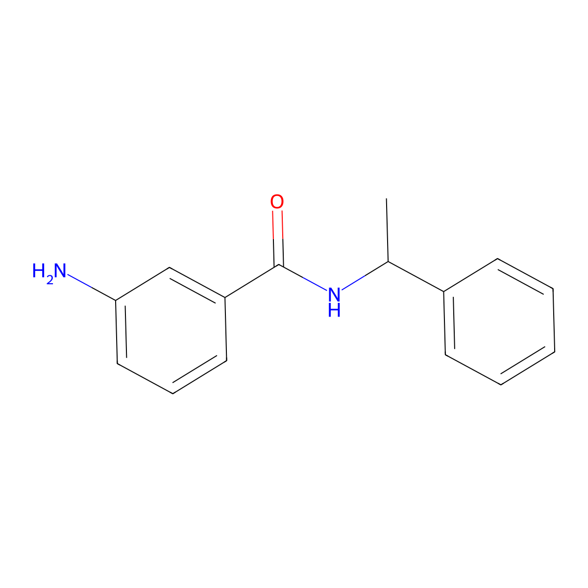 3-amino-N-(1-phenylethyl)benzamide molecular structure, CAS 85592-79-6