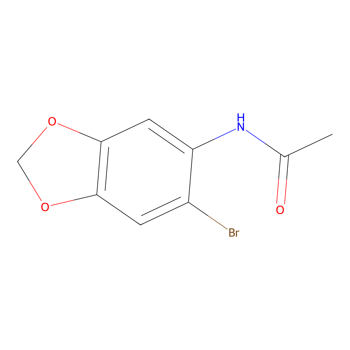 1,3-Benzodioxole, 5-bromo-6-acetamino- molecular structure, CAS 855925-73-4