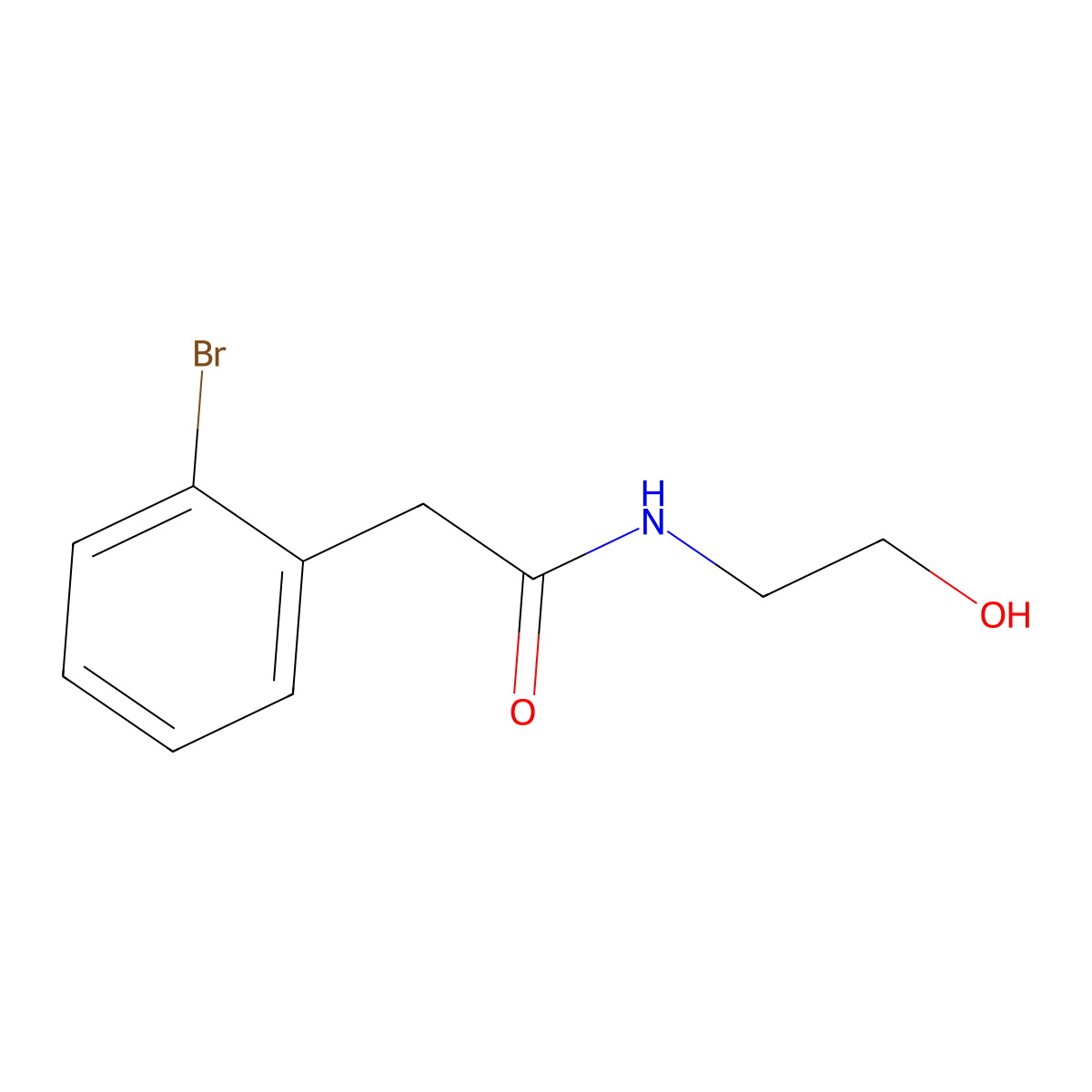 2-(2-Bromophenyl)-N-(2-hydroxyethyl)acetamide molecular structure, CAS 855927-64-9