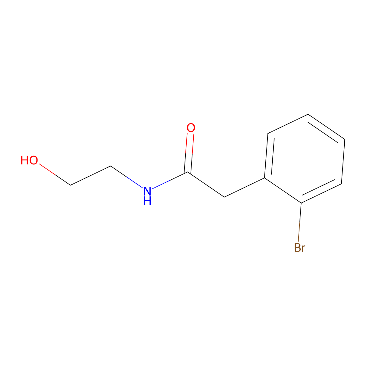 2-(2-Bromophenyl)-N-(2-hydroxyethyl)acetamide molecular structure, CAS 855927-64-9