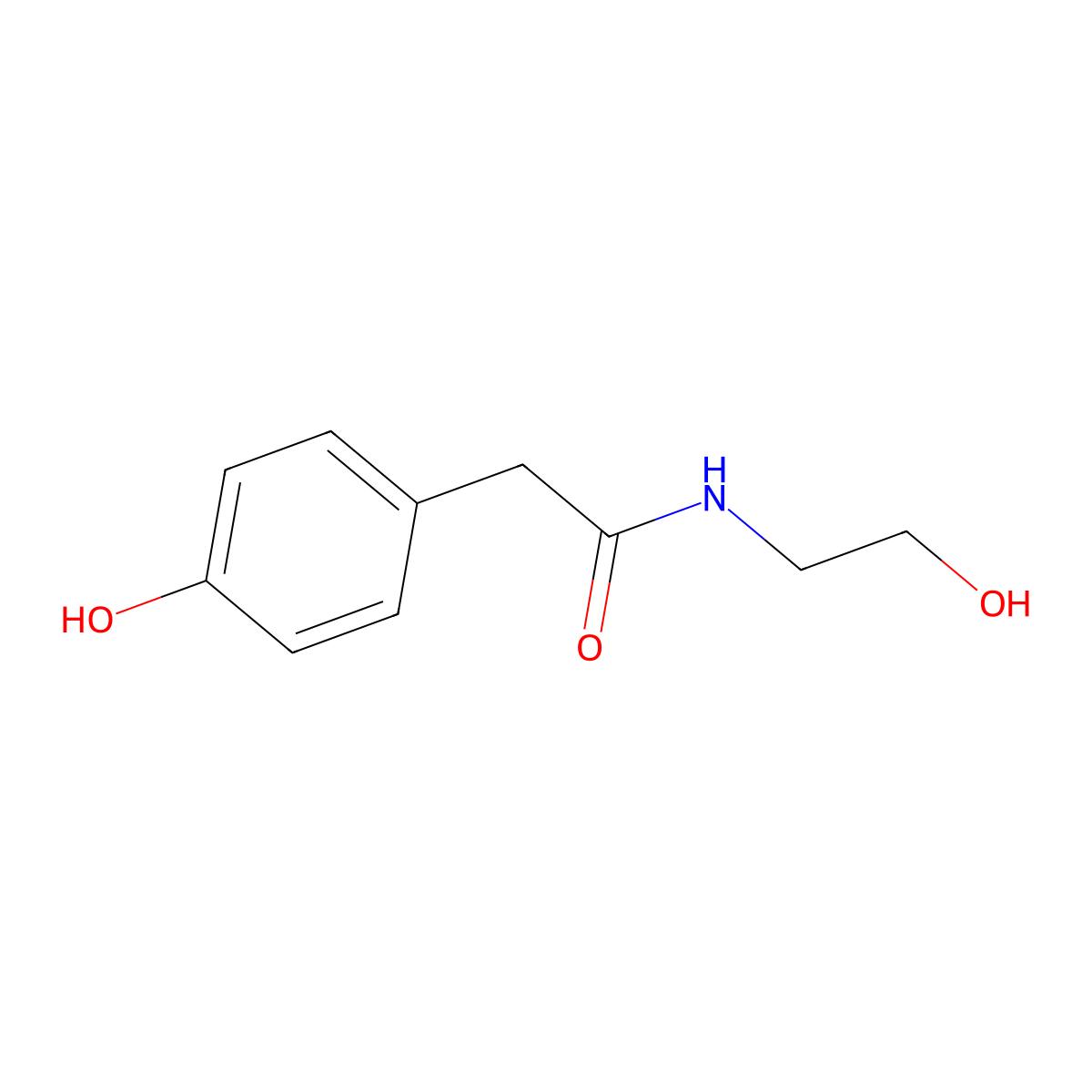 N-(2-hydroxyethyl)-2-(4-hydroxyphenyl)acetamide molecular structure, CAS 855928-60-8