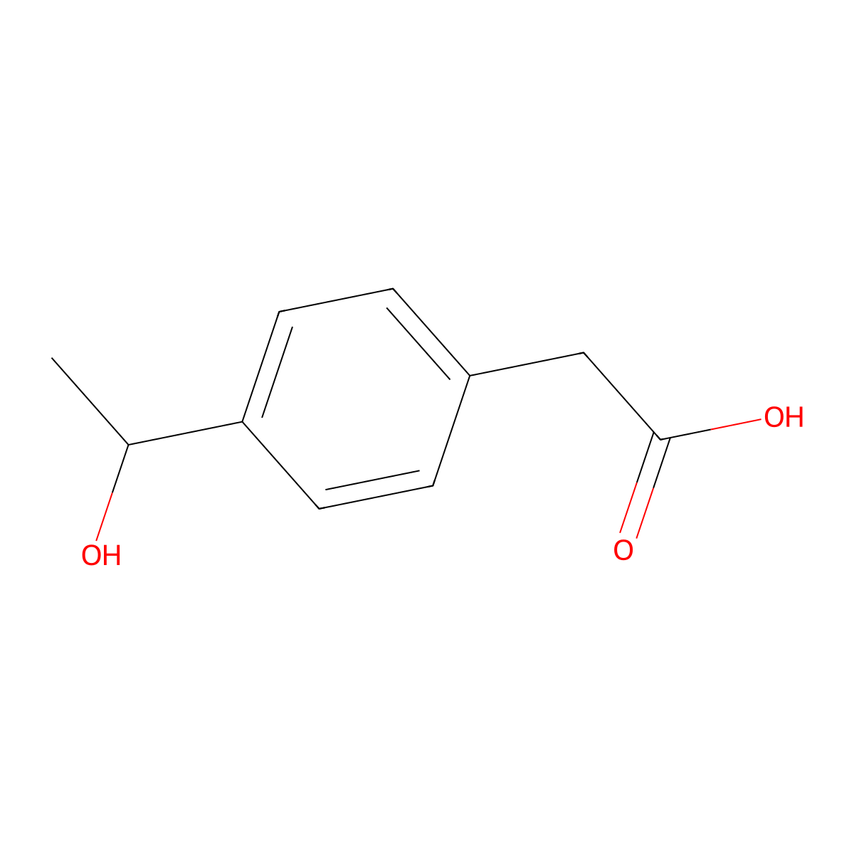 2-(4-(1-Hydroxyethyl)phenyl)acetic acid molecular structure, CAS 855935-31-8