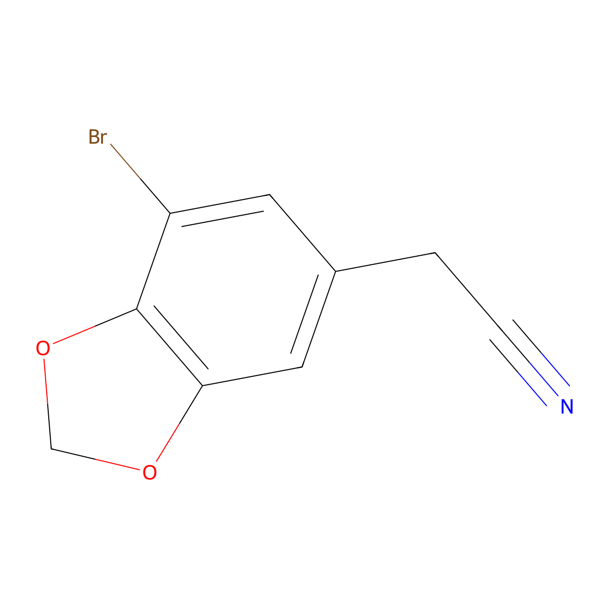 2-(7-bromo-2H-1,3-benzodioxol-5-yl)acetonitrile molecular structure, CAS 855937-55-2