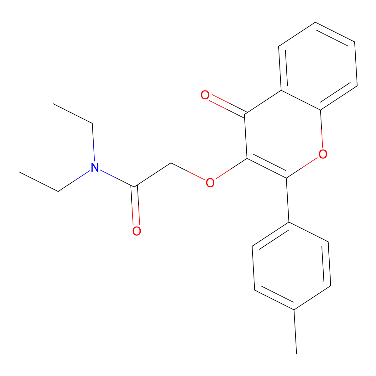N,N-diethyl-2-[2-(4-methylphenyl)-4-oxochromen-3-yloxy]acetamide molecular structure, CAS 855974-54-8