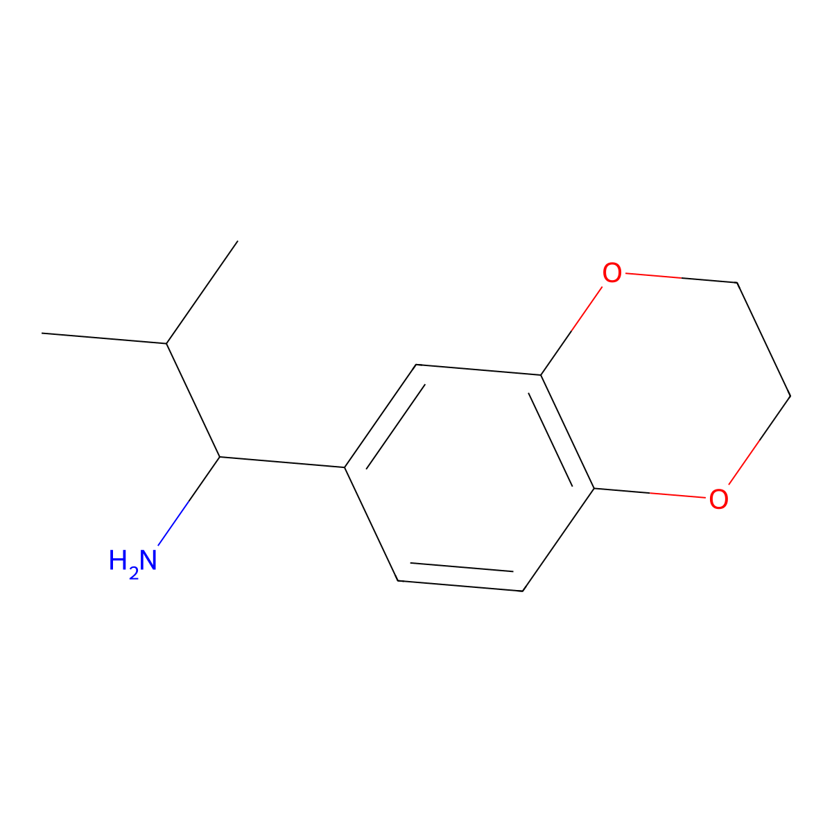 1-(2,3-Dihydro-1,4-benzodioxin-6-yl)-2-methylpropan-1-amine molecular structure, CAS 855991-61-6