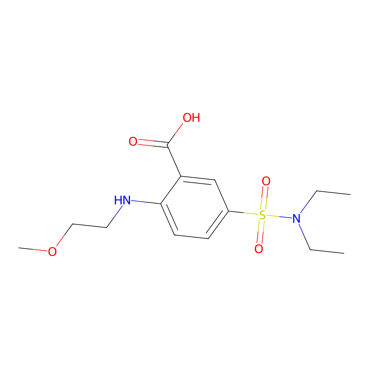 5-(Diethylsulfamoyl)-2-[(2-methoxyethyl)amino]benzoic acid molecular structure, CAS 855991-67-2
