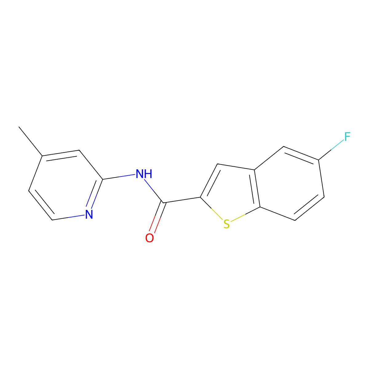 5-fluoro-N-(4-methylpyridin-2-yl)-1-benzothiophene-2-carboxamide molecular structure, CAS 855992-56-2