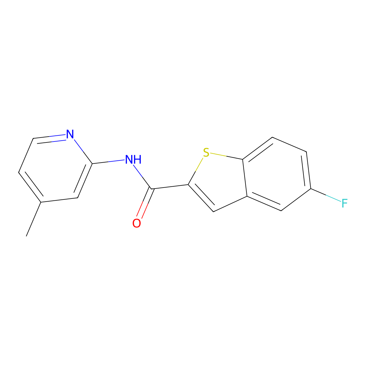 5-fluoro-N-(4-methylpyridin-2-yl)-1-benzothiophene-2-carboxamide molecular structure, CAS 855992-56-2