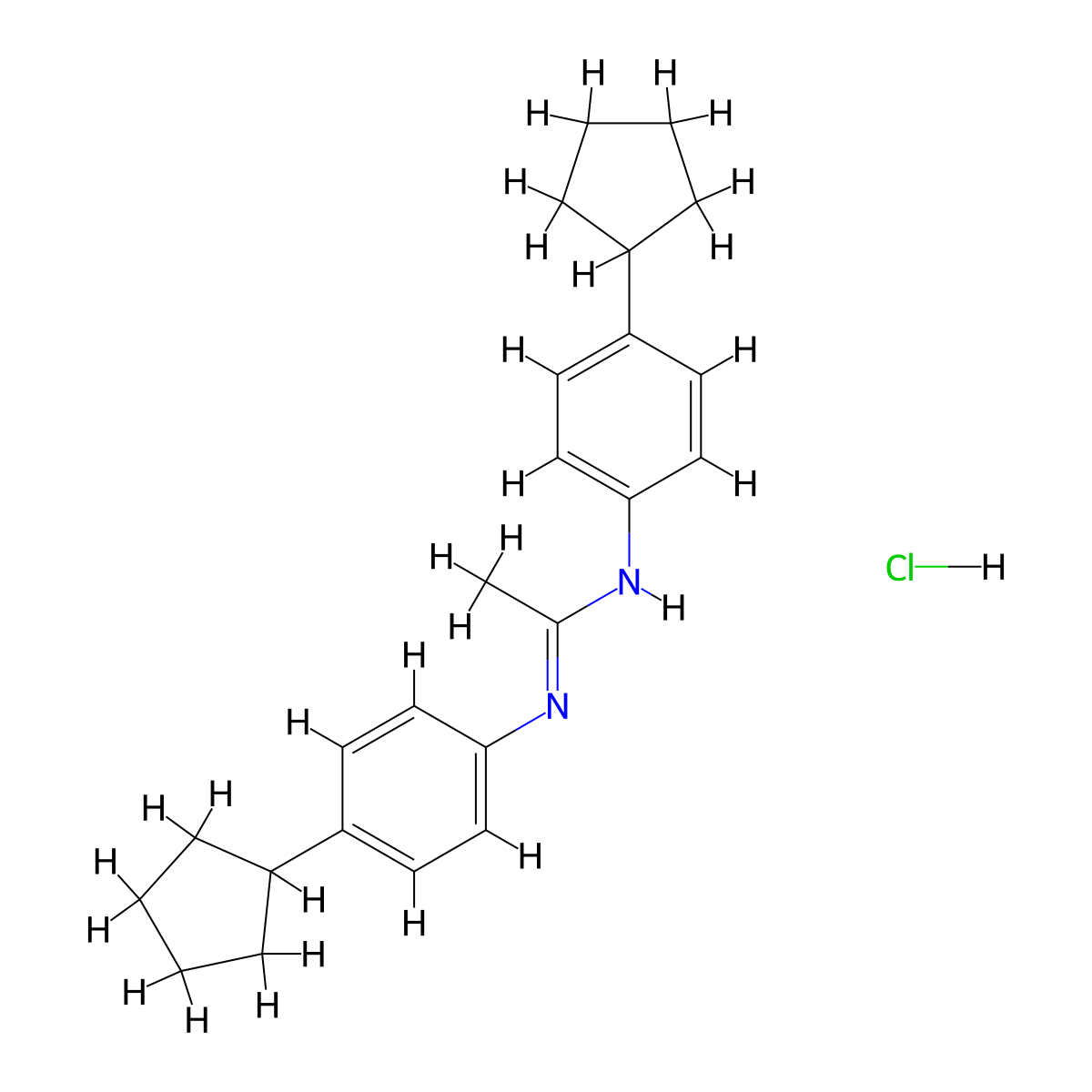 Ethanimidamide, N,N'-bis(4-cyclopentylphenyl)-, hydrochloride molecular structure, CAS 85603-00-5