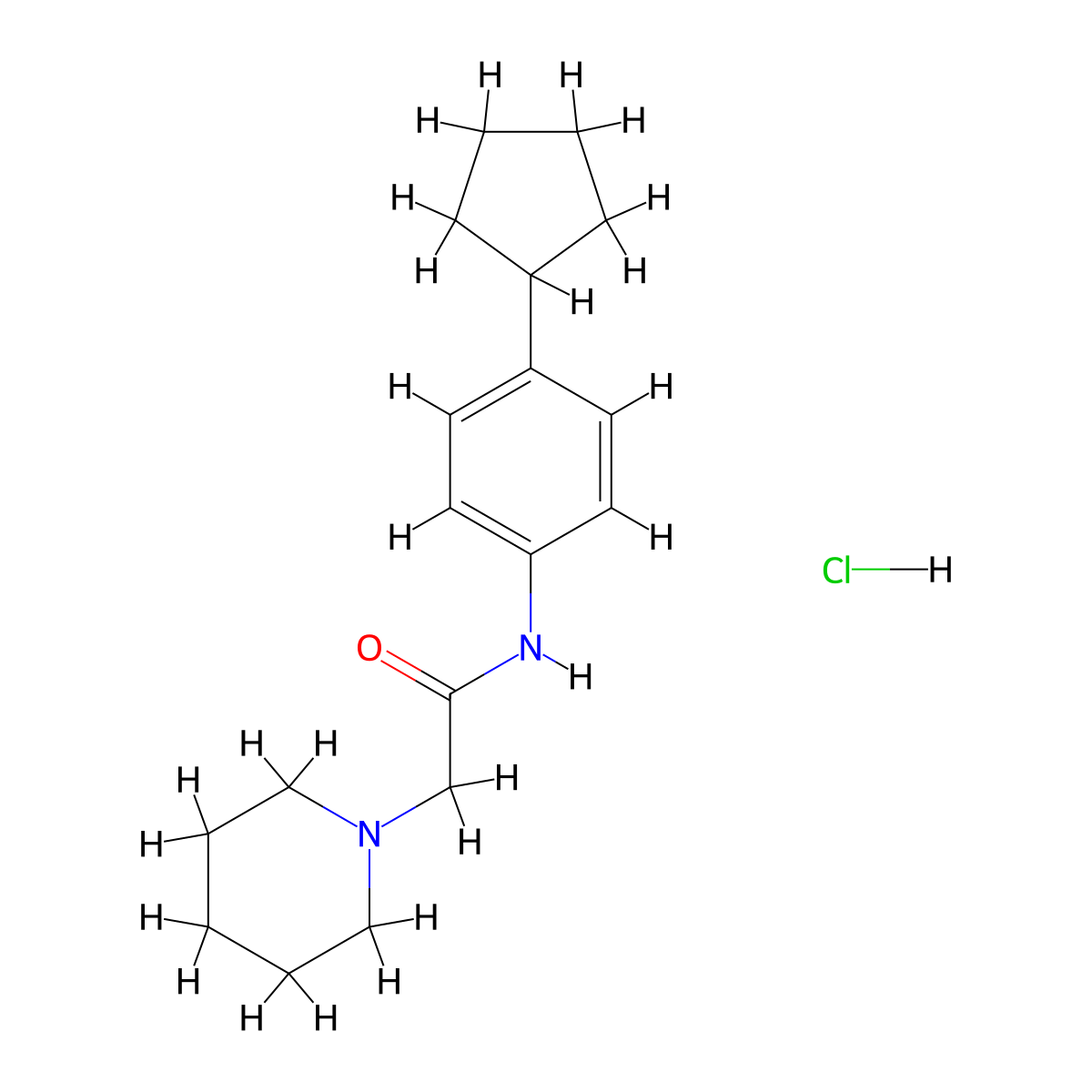 1-Piperidineacetamide, N-(4-cyclopentylphenyl)-, monohydrochloride molecular structure, CAS 85603-11-8