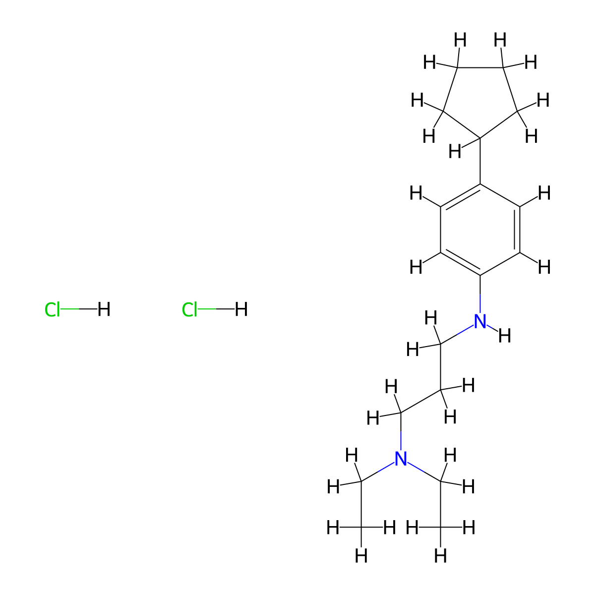1,3-Propanediamine, N'-(4-cyclopentylphenyl)-N,N-diethyl-, dihydrochloride molecular structure, CAS 85603-16-3