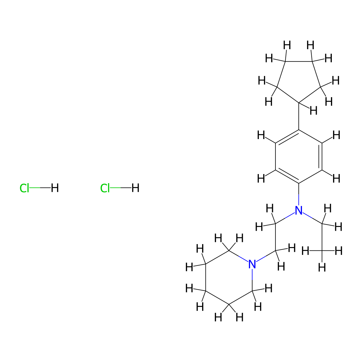 1-Piperidineethanamine, N-(4-cyclopentylphenyl)-N-ethyl-, dihydrochloride molecular structure, CAS 85603-21-0