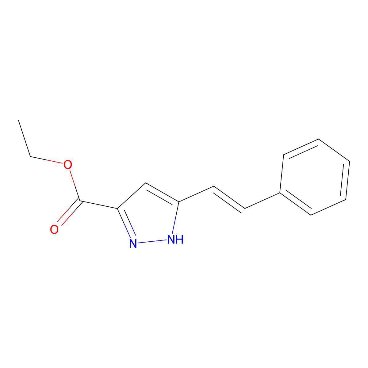 Ethyl 3-styryl-1H-pyrazole-5-carboxylate molecular structure, CAS 856061-34-2