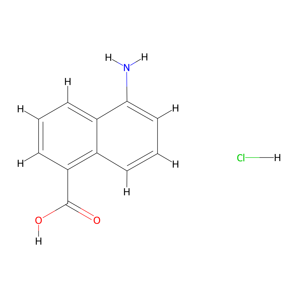 5-Aminonaphthalene-1-carboxylic acid hydrochloride molecular structure, CAS 856069-18-6