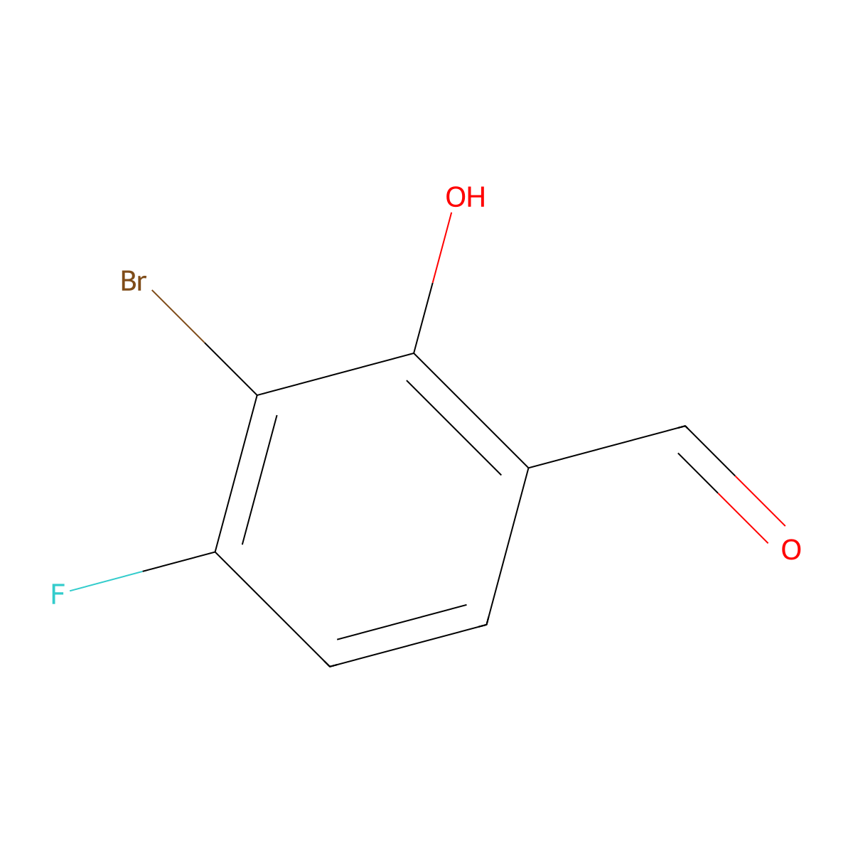 3-Bromo-4-fluoro-2-hydroxybenzaldehyde molecular structure, CAS 856076-73-8