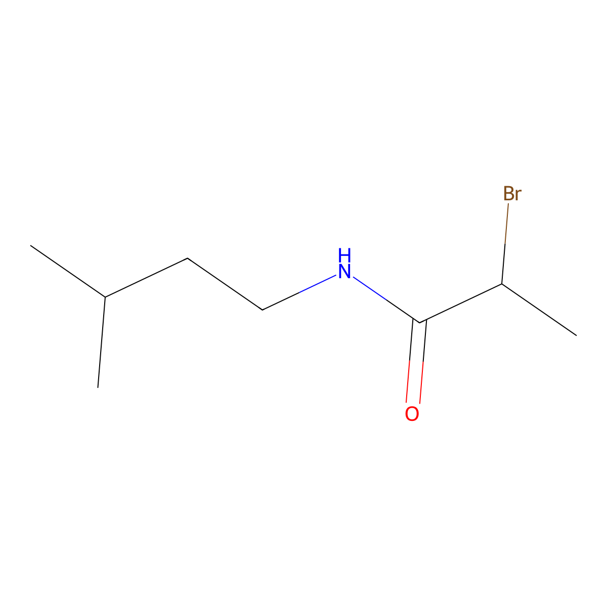 2-bromo-N-(3-methylbutyl)propanamide molecular structure, CAS 856078-38-1