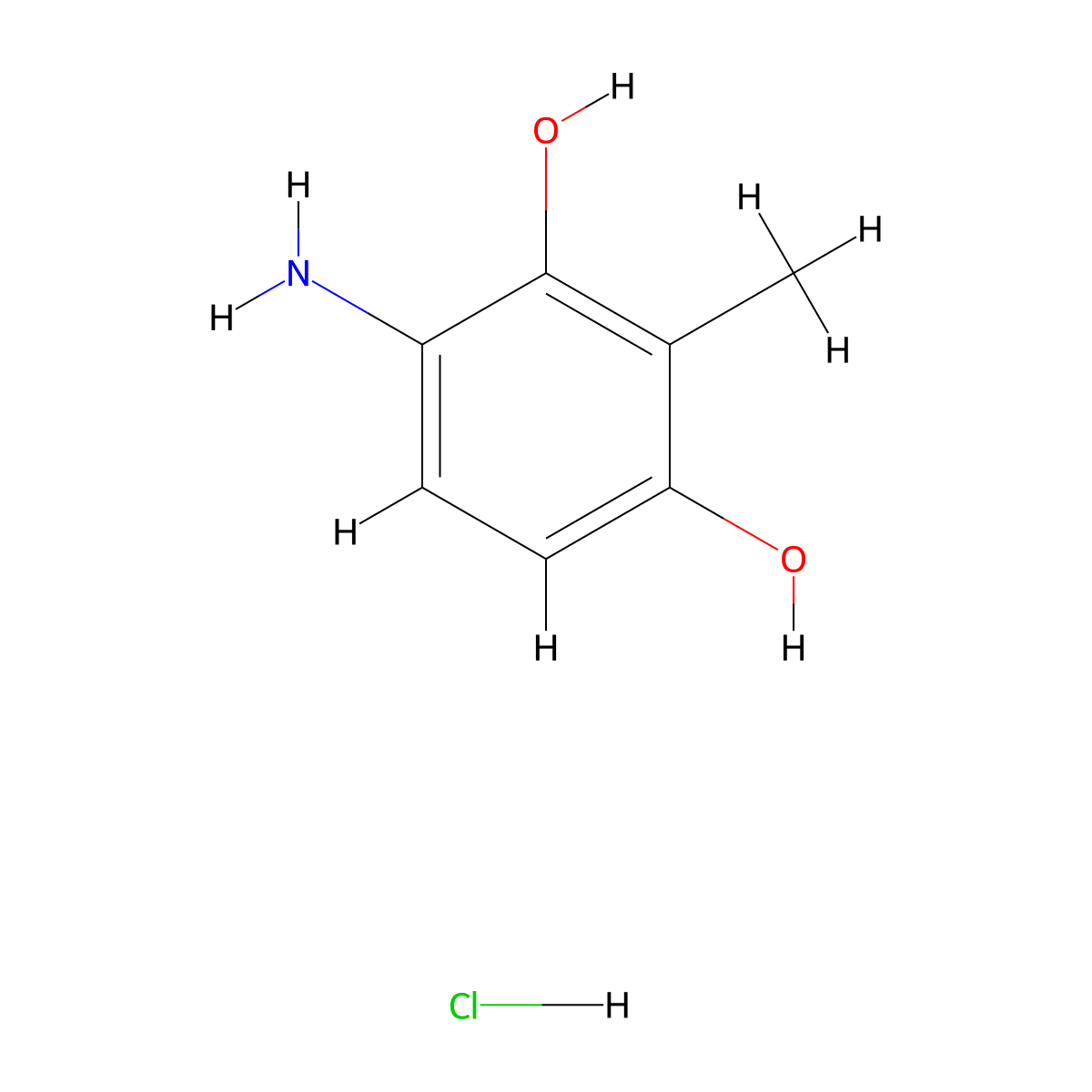 4-Amino-2-methylbenzene-1,3-diol hydrochloride molecular structure, CAS 856079-50-0