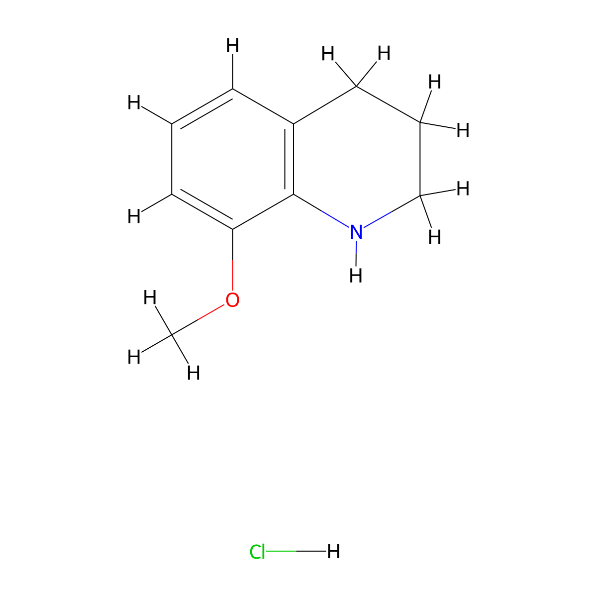 8-Methoxy-1,2,3,4-tetrahydroquinoline hydrochloride molecular structure, CAS 856088-19-2