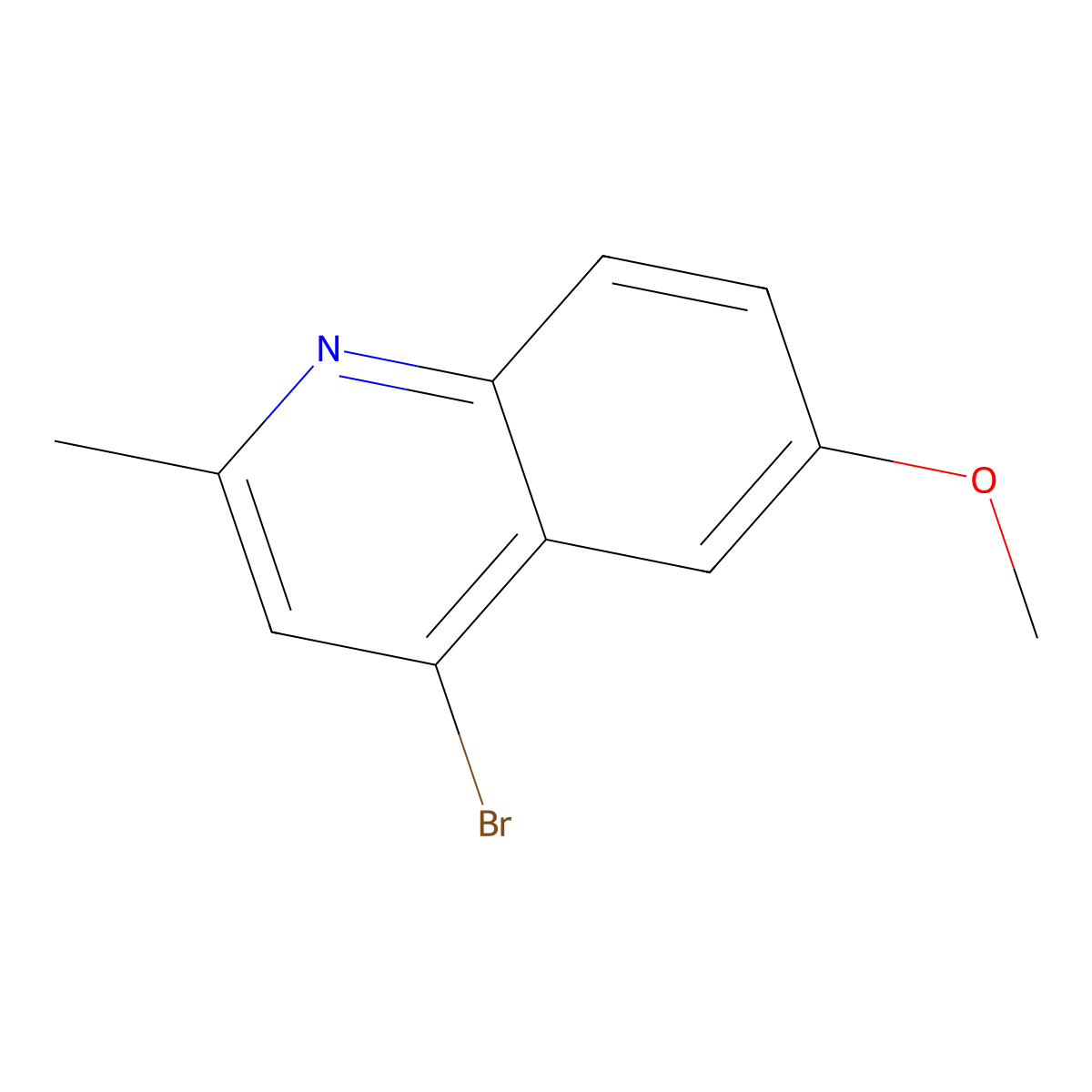 4-Bromo-6-methoxy-2-methylquinoline molecular structure, CAS 856095-00-6