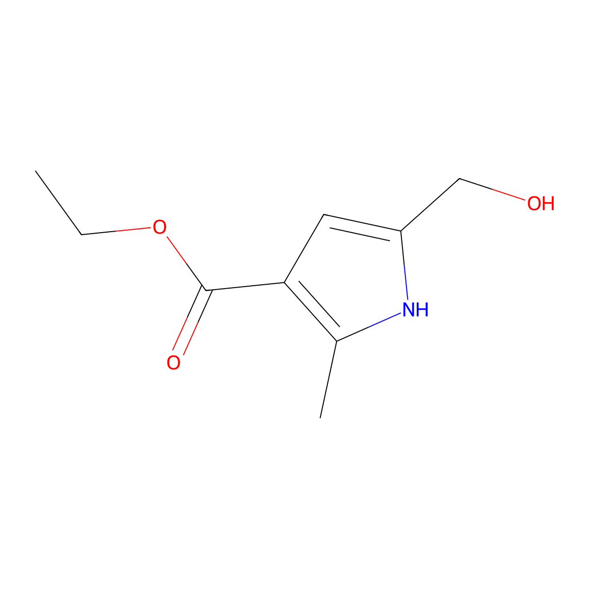 ethyl 5-(hydroxymethyl)-2-methyl-1H-pyrrole-3-carboxylate molecular structure, CAS 856102-45-9