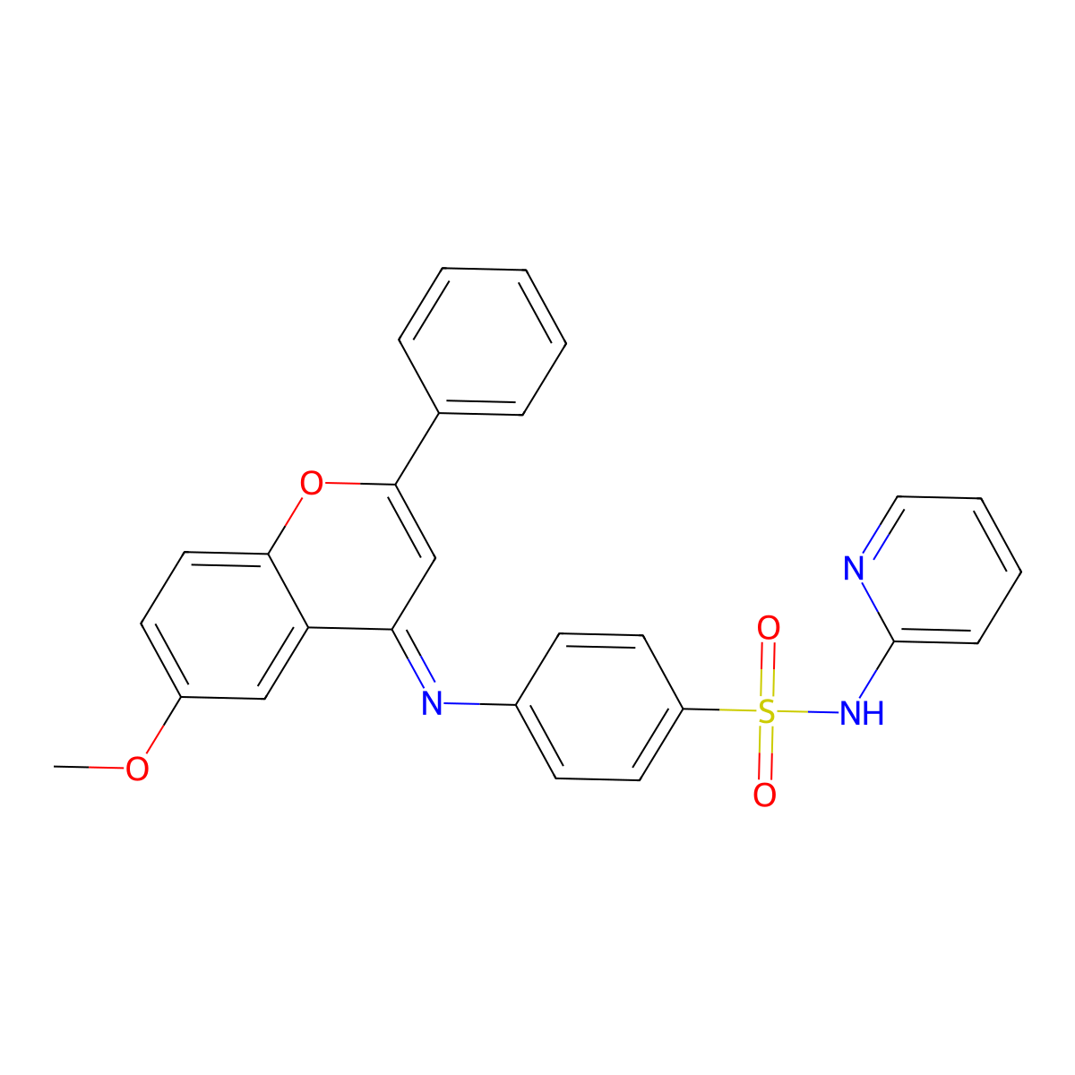 4-[(6-Methoxy-2-phenyl-4H-1-benzopyran-4-ylidene)amino]-N-2-pyridinylbenzenesulfonamide molecular structure, CAS 856107-24-9
