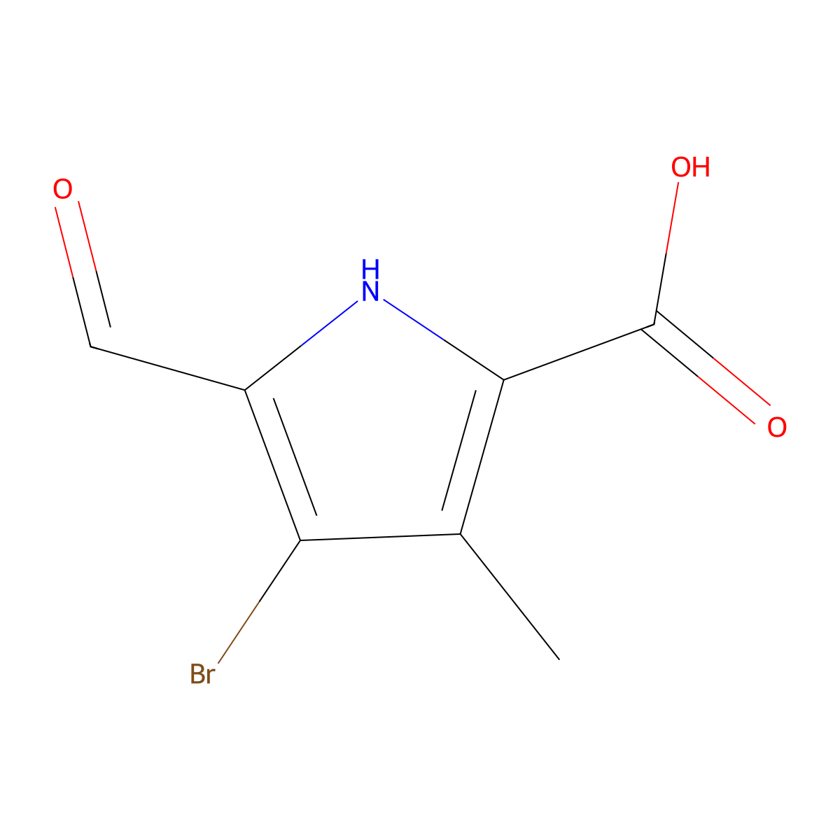 4-bromo-5-formyl-3-methyl-1H-pyrrole-2-carboxylic acid molecular structure, CAS 856119-56-7