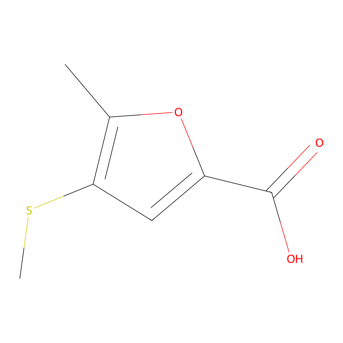 5-Methyl-4-(methylsulfanyl)furan-2-carboxylic acid molecular structure, CAS 856122-66-2