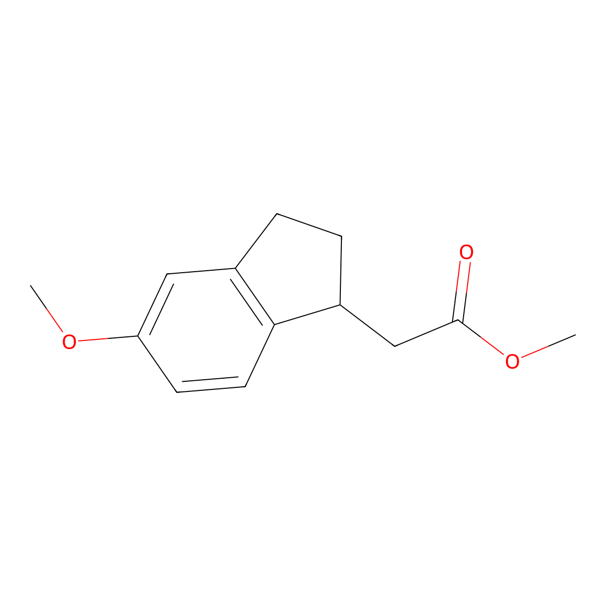 Methyl 2-(5-methoxy-2,3-dihydro-1H-inden-1-yl)acetate molecular structure, CAS 856169-07-8