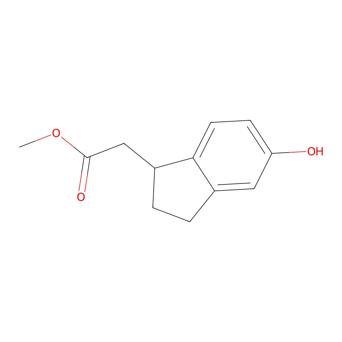 Methyl 2-(5-hydroxy-2,3-dihydro-1H-inden-1-yl)acetate molecular structure, CAS 856169-08-9